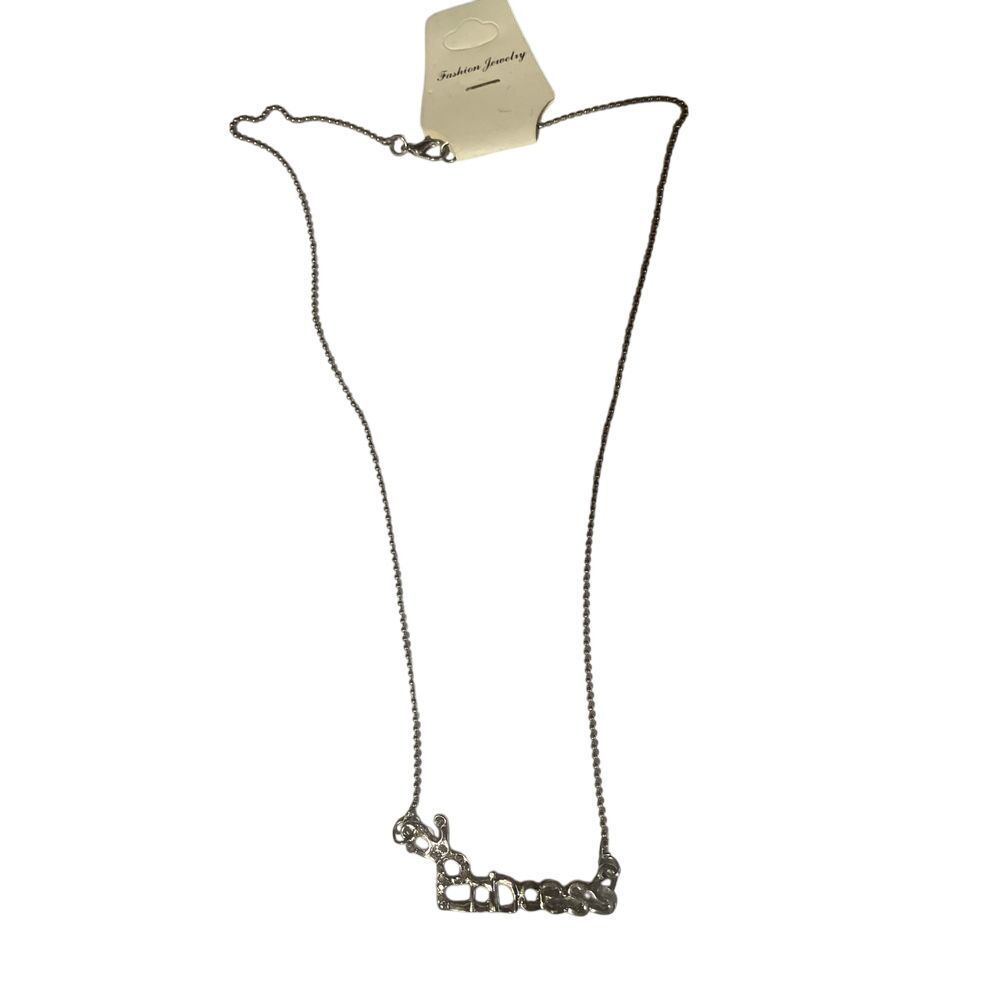 Fashion Jewelry Princess Word Necklace Silver Ball Chain‎ Statement Pendant